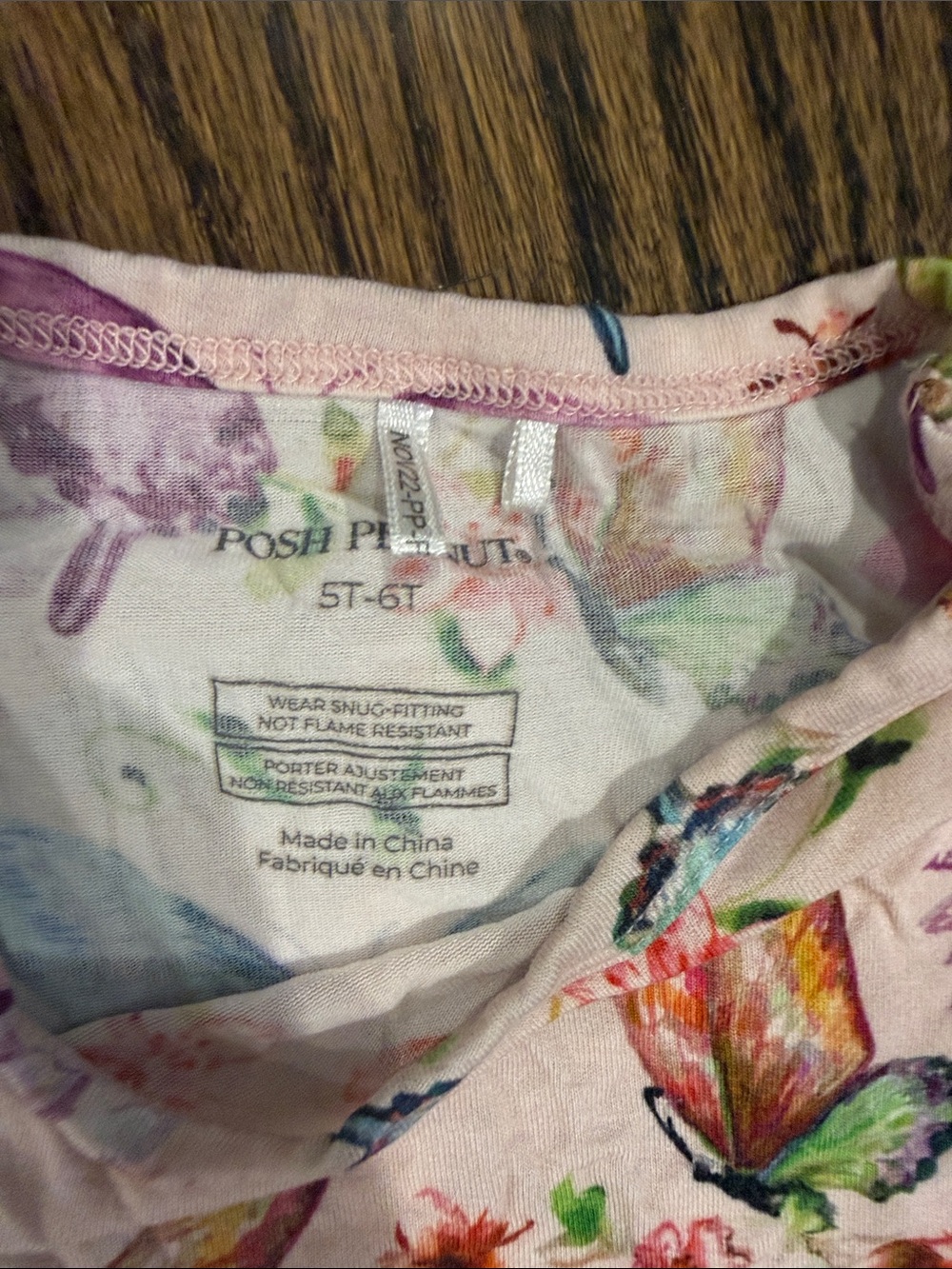 Posh Peanut Pink Butterfly Floral Kids Pajama Set - Picture 2 of 4